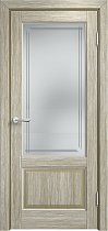 Дверь Мадера Винтаж модель 13Ш браш цвет Мох патина белая стекло